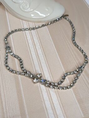 Vintage 60s Rhinestone Necklace Chocker Tennis Style Elegant Formal Wedding